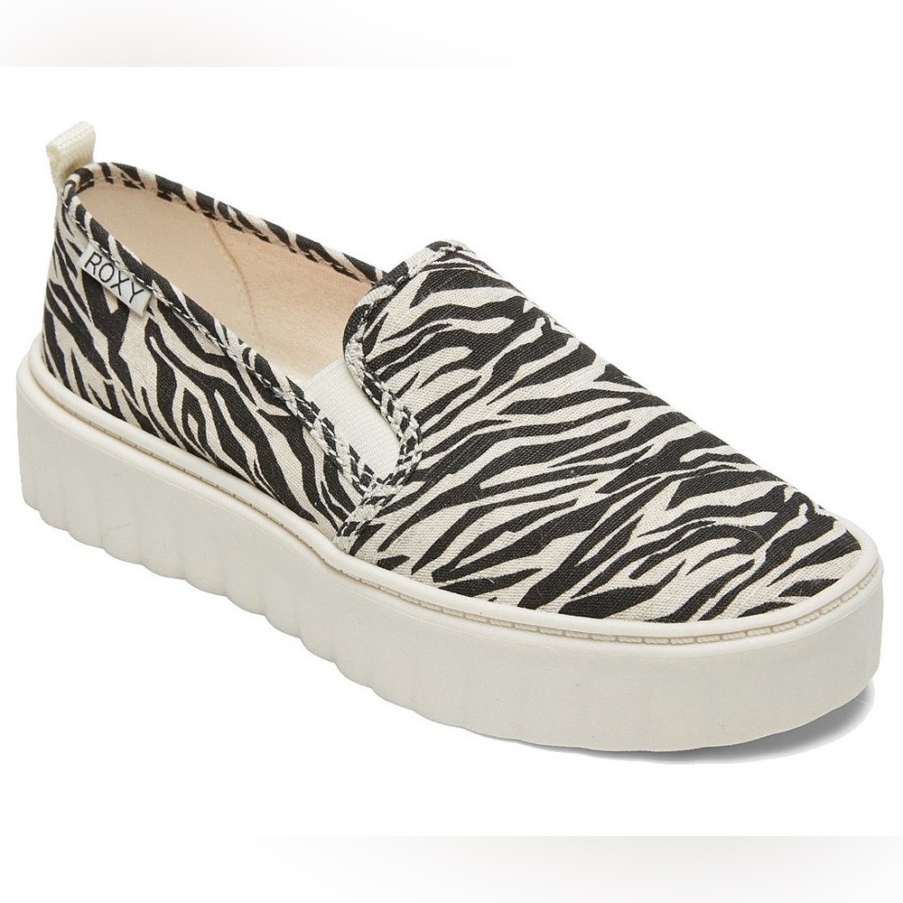 Roxy Sheilahh Zebra Print Platform Slides Size 10